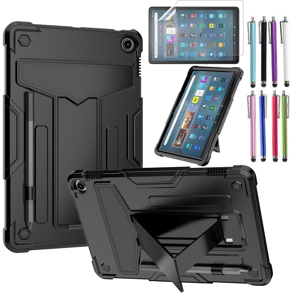 Rugged Case for Amazon Fire Max 11 (2023) Hybrid Kickstand with Screen Protector